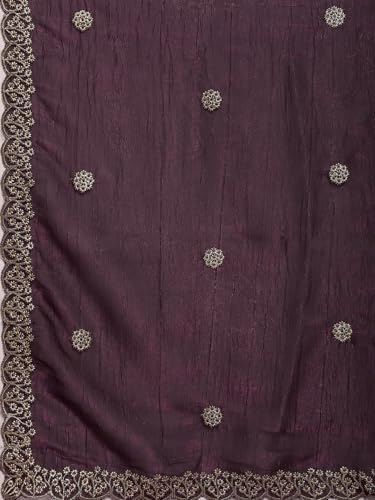Image of AKHILAM Women's Tissue Embellished Saree With Unstitched Blouse Piece (RANI4701 RN Parent)