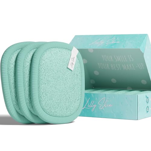 Pads Démaquillants Lavables et Réutilisables Lilly Skin - Lingettes Carrées Microfibres Nettoyantes et Exfoliantes pour la Peau du Visage - Boîte de 7 Pads en Tissu Simili Coton - Bleu Lagon