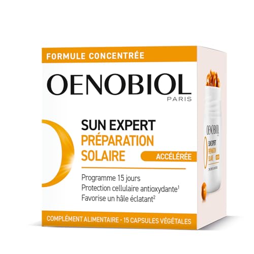OENOBIOL SUN EXPERT Préparation Solaire Accélérée - Protection Cellulaire Anti-Oxydante - Favorise Un Hâle Intense Et Éclatant - Complément Alimentaire 15 Capsules Végétales 15 Jours