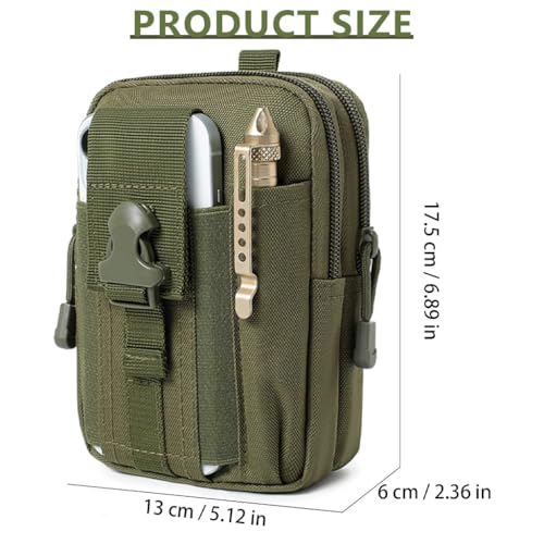 Image of ZIBUYU Tactical Waist Bag for Man, Military EDC Utility Pouch for Outdoor Hiking, Camping, and Everyday Carry, Durable Multifunctional Fanny Pack for Men, Secure Storage and Easy Access, Green