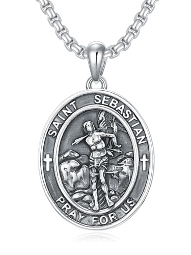 Collier Saint Sébastien Seiyang médaille gravée de haute précision avec chaîne renforcée