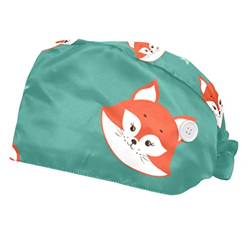 Chapeaux bouffants à motif renard JDEZ avec bandeau anti-transpiration pour homme et femme