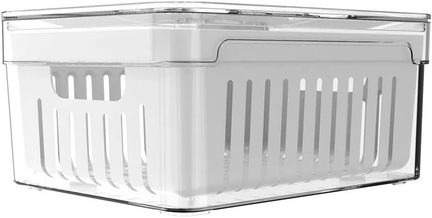 OU OF450NT Organizador de Geladeira com Escorredor Interno, 2,2 L - Caixa Plástica para Legumes, Saladas OU OF450NT Organizador de Geladeira com Escorredor Interno, 2,2 L - Caixa Plástica para Legumes, Saladas