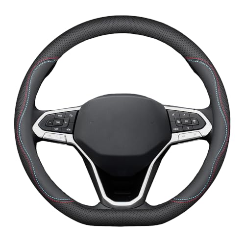 「ティエスオ」 スバル レヴォーグ 新型 旧型 エアー ハンドルカバー ステアリングカバー D型 Sサイズ 握りやすい 薄いタイプ 車用品 おしゃれ ギフト 軽自動車 汎用 カーアクセサリー 1P ブラック&レッド・ブルーステッチ FB-DS