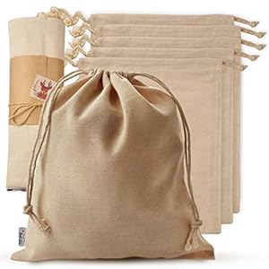 Organic Cotton‌ ‌Produce‌ ‌Bags,‌ 5 Pcs 11.5×13.5 ‌Large,‌ Organic and ‌Reusable‌ ‌Canvas‌ ‌Muslin‌ ‌‌‌Drawstring‌ ‌‌Sack‌ ‌for‌ Organizing, ‌Shopping,‌ Storage,‌ ‌Grocery,‌ Dust Cover, and ‌Gift