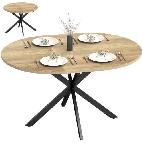 HOMCOM Tavolo da Pranzo Allungabile 4-6 Persone Base X 100-135cm Naturale