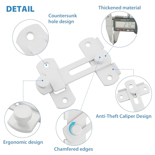 Image of Alise 2pcs 4 Inch White SUS304 Stainless Steel Gate Latches for Barn Door