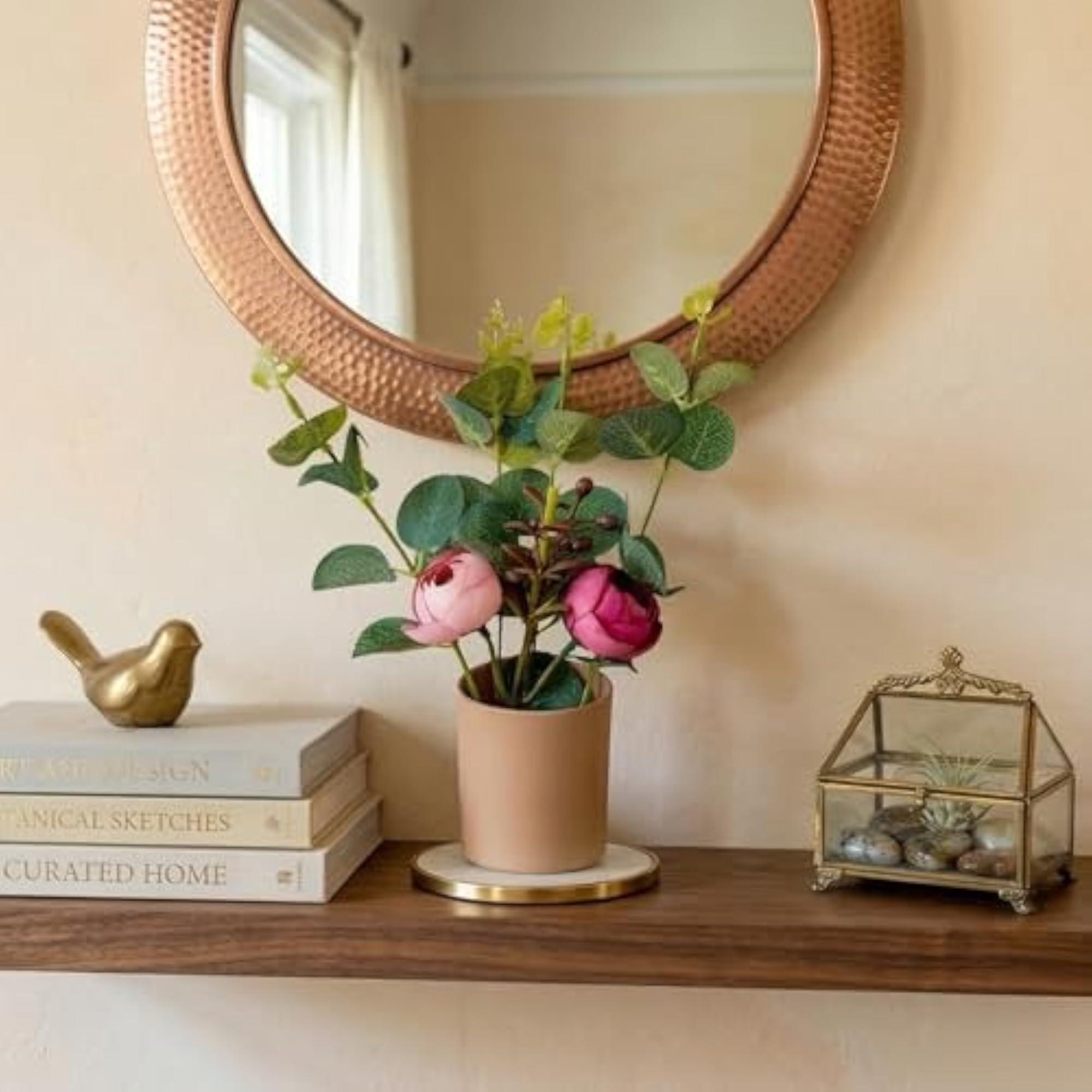 Artificial Peony Flower Arrangement with Eucalyptus Leaves