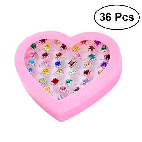 TOYMYTOY Giocattoli per Bambini Anelli Gioielli - Pretend Play And Dress Up Rings - Confezione da 36 Pezzi