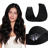 GOO GOO Micro Link Tip Hair Extensions, Real Human Hair, 18inch 50g 50S, Cold Fusion, Invisible Remy, Jet Black