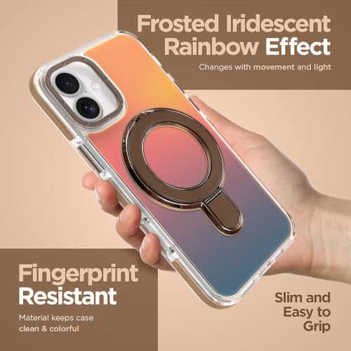 Image of Magnetic for iPhone 17 Case with Stand [Compatible with Magsafe] [Cute Fashion Fluorescent Design] [1 Screen Protector] Slim Translucent Matte Case for iPhone 17 6.3 inch 2025, Desert