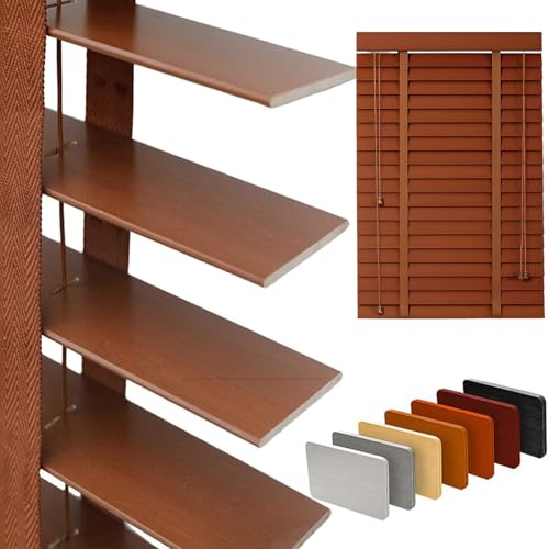 Personalizada Persianas de Madera, Blackout para Ventanas Interiores 60cm 80cm 100cm 115cm 125Cm 180Cm para Dormitorio, Baño Y Sala de Estar(Brown)
