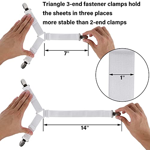 Yofit Bed Sheet Holder Straps, 16 Pcs Fitted Sheet Clips, Adjustable Triangle White Fitted Sheet Straps, Bedsheet Holders Fasteners Bedroom Accessories For Mattress Covers, Sofa Cushion #TOP1