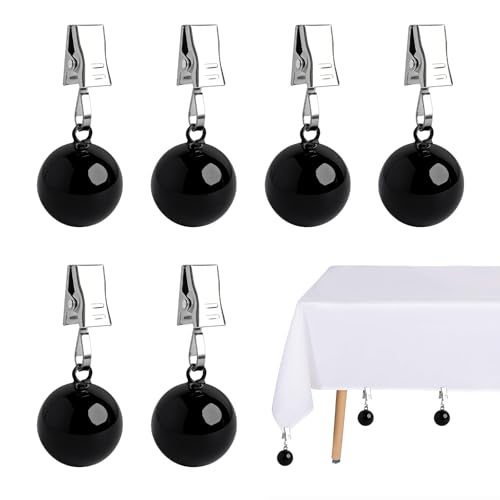 INQUIRLLY 6er Pack Stabile Tischdecken Gewichte 68g Extra schwere Rostfreie Edelstahlkugeln mit Clips Tischdeckengewichte für Outdoor Gewichte für Vorhänge Geeignet für Tischdecken Vorhänge usw