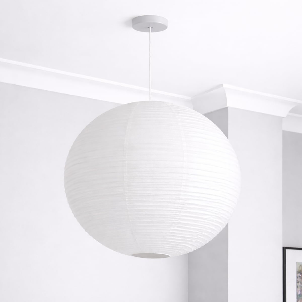 Cgc Lighting White Globe Indoor Ceiling Lampshade Handmade Easy Fit Linen, Scandinavian Minimalist Style, Non Electrical (White Globe)