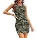 Womens Scoop Neck Sleeveless Tank Dresses Basic Bodycon Mini Dress Midi Cool Camo Military Camouflage Party Dress