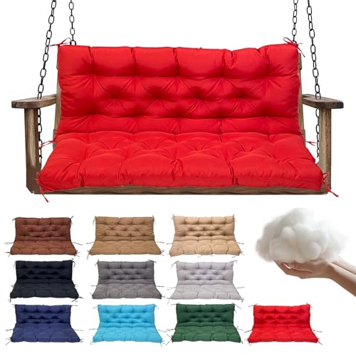 QLWYKJP Swing Replacement Cushions for Outdoor: 2-3 Seater Waterproof Porch Bench Cushion with Backrest and Ties - 4