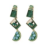 Sparkling Crystal Margarita Multilayer Tequila Shot Colorful Wine Bottle Fruit Shape Rhinestone Drop Dangle Earrings Cocktail Bridal Wedding Party Jewelry for Women-green