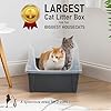 Iris Ohyama, Bac Litière pour Chat XXL, Maison de Toilette, Gris, Caisse Litière, Rebords Amovibles, Anti-Fuite, Nettoyage Facile, pour Grand Chat Adulte, Deux Chats, Maine Coon, sans BPA - CLH-XL
