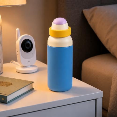 Image of HomeCloud 500ML Stainless Steel Water Bottle for Kids - Double Wall Vacuum Insulated, Leakproof Straw Lid, BPA-Free Reusable Flask with Dual Drinking Spout for School, Travel & Sports (Blue Yellow)