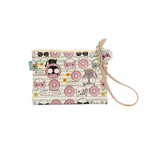 Necessaire em couro com alça Flat Gatinhos coleção Donuts - Mood