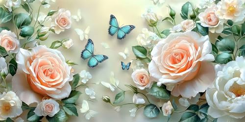 5D Diamond Painting Fleurs papillon pour adultes et enfants kit complet broderie diamant 90x180
