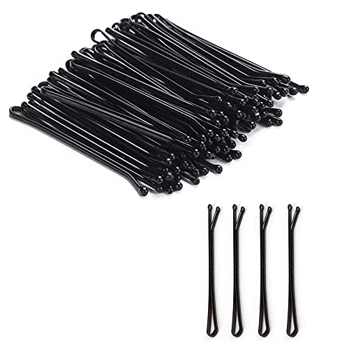 200 Stück Haarspangen Haarnadeln, 2.17 inch Metall Wellenform Haarklammern Bobby Pins für Mädchen und Frauen, Schwarz Cover