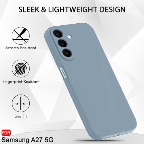 Image of TheGiftKart Genuine Liquid Silicone Back Cover Case for Samsung Galaxy A27 5G | Soft Micro-Fibre Lining Inside | Camera Protection Bump | Shockproof Back Cover Case for Samsung A27 (Silicone, Blue)