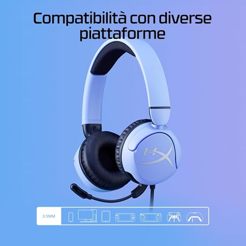 Image of HyperX Cloud Mini Gaming Headset, 3.5mm Wired Connection, 30mm Sound Drivers, Lightweight, Over-Ear, Flip-to-Mute mic, Xbox-Licensed, Memory Foam, Recomm for Ages 8-12, Lavender, 130g, 7G8F5AA