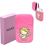 NIVEK Kitty Cat Lighter Y2k 12 Consetellations Horoscope Astrology Zodiac Birth Signs Pretty Pink Flame Kawaii Collectable Japanese Cool Accesories (Leo)