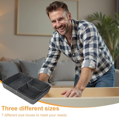 XCDMJ 7 Stück Schubladen Organizer Filz, Stapelbare Filz-Aufbewahrungsboxen, Schubladen Ordnungssystem Aufbewahrungsbox, Flexible Filzbox Für Schreibtisch, Schminktisch, Nachttisch, Schrank