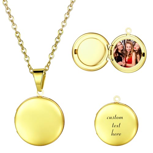 Flongo Collar Con Medallón Redondo Mujer: Collar Con Foto Personalizado Para Guardar Fotos - Colgante Redondo Personalizado De Regalo Personalizado