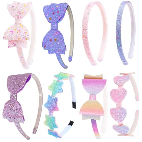 8PCS Headband for Girls,Cute Sparkly Girls Headband Glitter Hair Bands