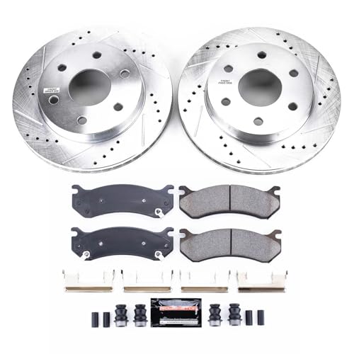 PowerStop Front Brake Kit for Cadillac Escalade 2002-06 |Escalade ESV 2003-06 |Escalade EXT 2002-06 - Drilled and Slotted Disc Rotors with Carbon-Fiber Ceramic Brake Pads Replacement, K2009 by PowerStop - Image 2
