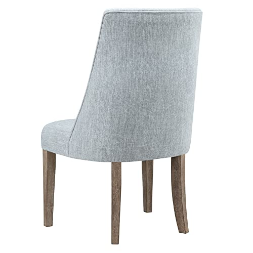 Martha Stewart Winfield Upholstered High Back Accent Dining Chairs Set Of 2, Padded Seat, Solid Wood Legs, Chambray Jacquard Textured Fabric, Cottage, Farmhouse For Kitchen, Room, Light Blue #TOP5