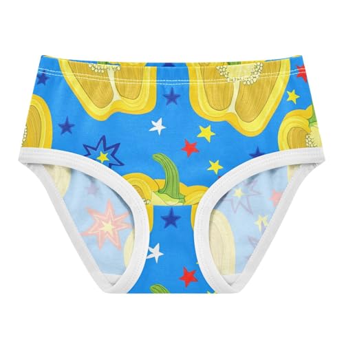 Vibrant Yellow Peppers Stars Blue Toddler Underwear Custom 2t Cotton Girl Panties Cute Florals Kids Undies Briefs