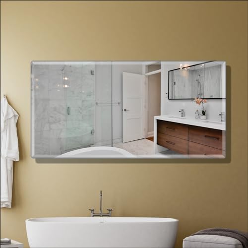 Image of Creative Arts n Frames 5mm Long Big Size 12X24 inch Beveled Smooth Edges Rectangular Wall Mount Mirror Home Decor Items (12x24 Beveled HD Mirror)