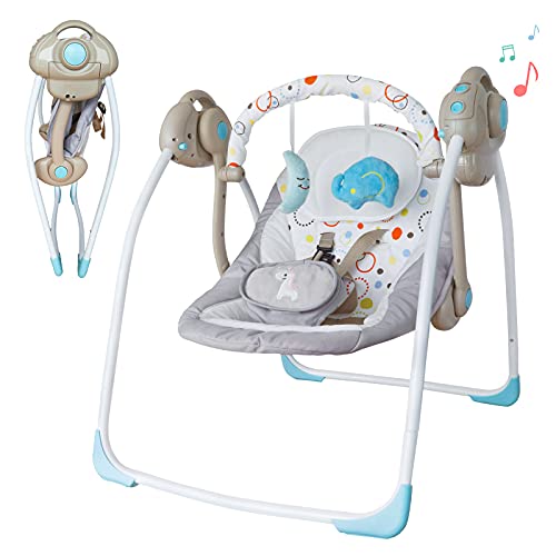 Image of Soothing Portable Swing for Babies,Electric Baby Swing with Intelligent Music Vibration Box,Comfort Rocking Chair Load Resistance: 6-25 lb, Applicable Object: 0-9 Months for Infants.