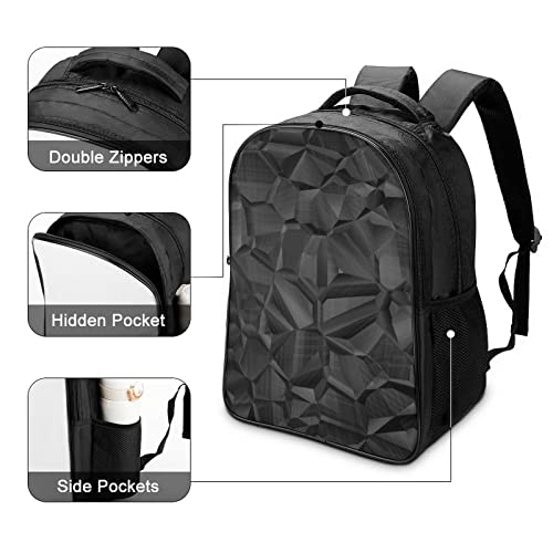 Sac à dos 3D cool noir résistant aux déchirures pour étudiants et collégiens