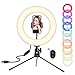 Produktbild Ringlicht, Desktop-Farb-Make-up-Leuchten, 25.4cm/10" LED Dimmen RGB Selfie Ringleuchte, Mit DREI Füßen und Handy-Ständer für Make-up, Live-Übertragung/YouTube Video/Videoaufnahme/Fotografie/Tiktok