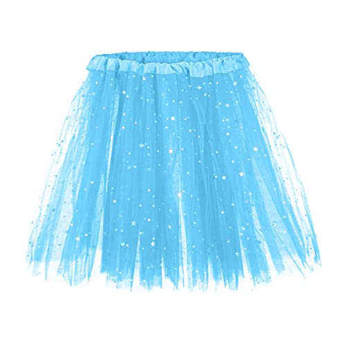 Mini Skirts for Womens Glow Sequin Flowy Three Layer Tutus