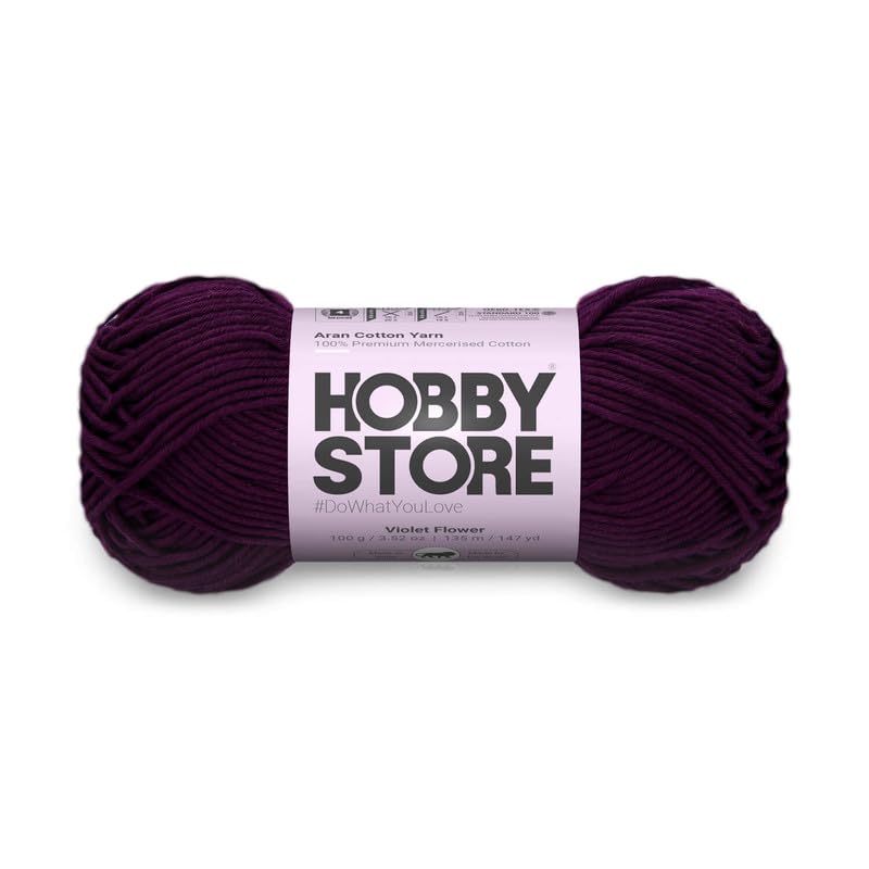 Image of Cotton - Aran Yarn - 100% Mercerised Cotton Aran Yarn for Crochet & Knitting Durable Home Decor (1 ball /100 g) - 450 Violet Flower | Magic Needles