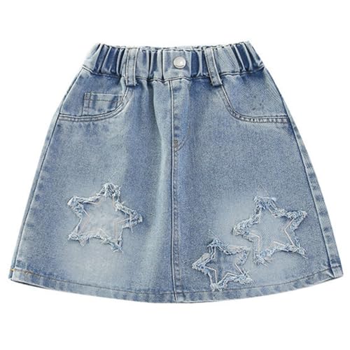 Jupe trapèze en jean fille à poches et ceinture élastique souple