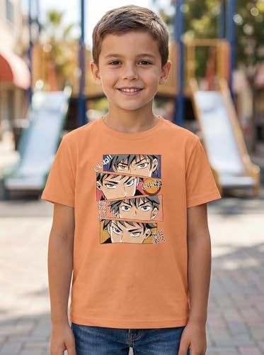 Image of HELLCAT Boys Round Neck Printed Blended Cotton Tshirt -Combo Pack of 2 - Orange /Blue