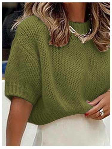 Image of GORGLITTER Women's Puff Short Sleeve Crop Cropped Sweaters Top Cute Outfits | Old Money Outfits Women, Date Night Outfit for Women, Going Out Tops Trendy, Knit Tops Sweater