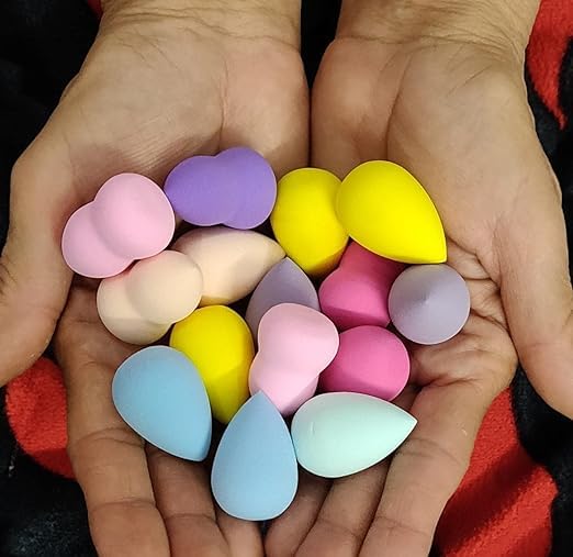 Image of Shimmer Multicolor Tear Shape Mini Beauty Blender Sponge With Storage Box - Pack of 5, Assorted Colour (Multicolor 5)