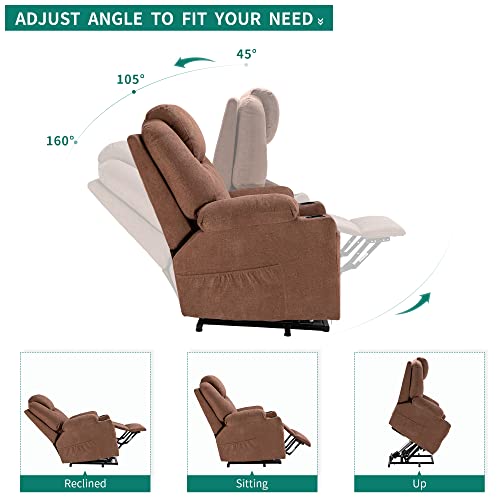 Yitahome Power Lift Recliner Chair For Elderly, Electric Lift Chair With Heat And Massage, Fabric Recliner Sofa With 2 Cup Holders, Side Pockets & Remote Control For Living Room (Light Brown) #TOP4