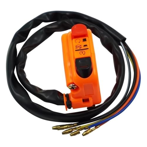 Interruptor de manillar para moto con doble flash LED y boton de arranque en color naranja