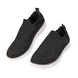 JOMIX Zapatos sin Cordones para Hombre Transpirables Ligeros y cómodos,Zapatillas Slip on de Malla,Calzado Deportivo para Primavera Verano otoño Invierno,Negro,43 EU