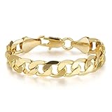Pulsera cubana chapada en oro y plata de 9 mm, joyería chapada en oro de alta calidad para hombres y mujeres, aspecto pesado, Bling King London, 9-Inch, Latón, No es una piedra preciosa